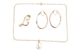 A small group of jewellery, to include a pair of cubic zirconia-set oval hoop earrings (stones loose