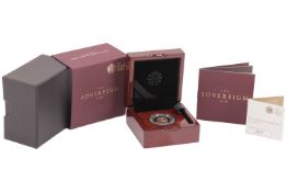 A 2016 Queen Elizabeth II Proof Quarter Sovereign, in original Royal Mint case of issue with paperwo