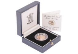 A 1998 Queen Elizabeth II Proof Half Sovereign, in original Royal Mint case of issue with paperwork,