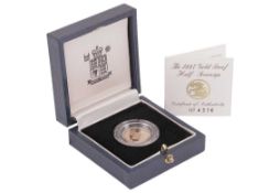 A 1997 Queen Elizabeth II Proof Half Sovereign, in original Royal Mint case of issue with paperwork,