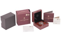 A 2018 Queen Elizabeth II Proof Quarter Sovereign, in original Royal Mint case of issue with paperwo