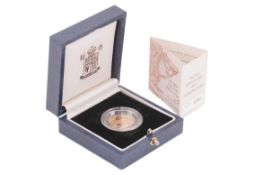 A 1999 Queen Elizabeth II Proof Half Sovereign, in original Royal Mint case of issue with paperwork,