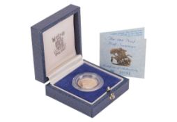 A 1988 Queen Elizabeth II Proof Half Sovereign, in original Royal Mint case of issue with paperwork,