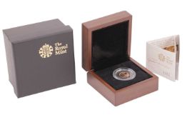 A 2010 Queen Elizabeth II Proof Quarter Sovereign, in original Royal Mint case of issue with paperwo