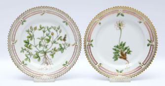 Paar Teller "Flora Danica", Royal Copenhagen. 