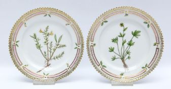 Paar Teller "Flora Danica", Royal Copenhagen. 