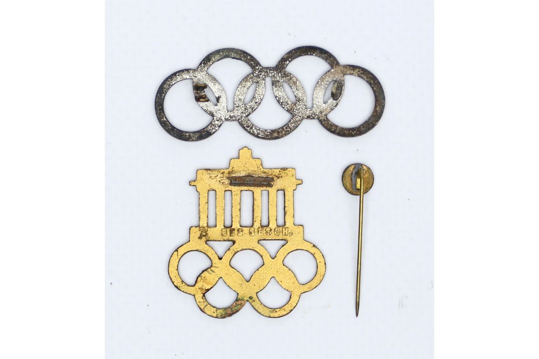 2 olympische Anstecknadeln von 1936 und Hutnadel. - Bild 2 aus 2