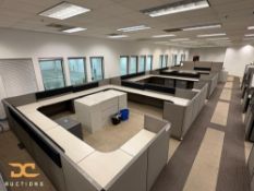 (1) Four Large Open Family Style Cubicle Layout | Hardwired
