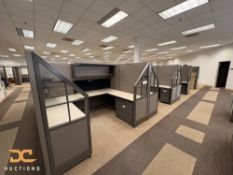 (1) Four Cubicle Section Layout | With Corner Window Design | Hardwired