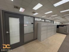 (1) Large Private Open Family Style Cubicle Section With Door | Hardwired