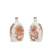 China, a pair of iron-red and gilt porcelain snuff bottles, 19th century,