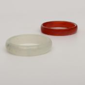 China, two agate bangle bracelets,