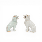 China, a pair of white-glazed dogs, 18th century,