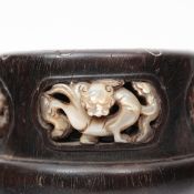 China, a zitan and mother-of-pearl-inlaid bruspot, 17th century,