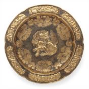 China, a metal embossed dish, 20th century,