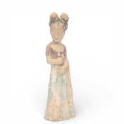 China, a pottery model of a court lady, probably Tang dynasty (618-907),