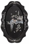 China, a mother-of-pearl inlaid black lacquer tray, 20th century,