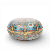 China, a Ming-style cloisonné-enamel lobed box and cover,