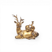 China, a gilt-bronze model of a deer, 19th century,