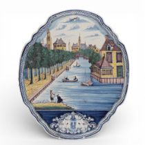 Tichelaar, een polychroom gedecoreerde aardewerken plaquette, ca. 1900,