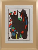 Color lithograph in the style of Joan Miro