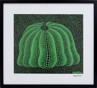 Composition with pumpkin after the original by Yayoi Kusama