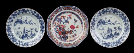 3 porcelain dishes, 18th