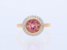 Ring 2,20 ct. Turmalin, Diamanten 585 Rose Gold 14 Karat
