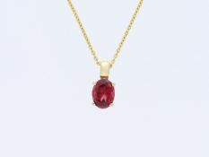 Halskette mit Anhänger 1,58 ct. Rhodolith 585 Gelbgold 14 Karat