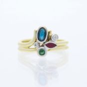 Ring 0,53 ct. Saphir, Rubin, Smaragd, Diamanten 585 Gold / 14 Karat