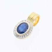 Anhänger 2,74 ct. Saphir, Diamanten 750 Gold / 18 Karat