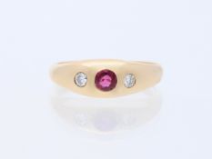 Ring 0,40 ct. Rubin, Diamanten 585 Roségold 14 Karat
