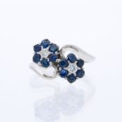 Ring 1,18 ct. Saphir, Diamanten 750 Gold / 18 Karat