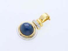 Anhänger 15,10 ct. Saphir, Diamanten 750 Gelbgold 18 Karat