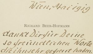 Autograph. – Richard Beer-Hofmann