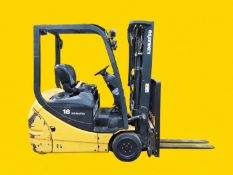 2019 KOMATSU FB18MU-12 Electric Forklift. 3,600 lb capacity. Mast: 85 in lowered / 185 in raised.