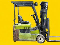 2020 CLARK TMX15 Electric Forklift. 3,000 lb capacity. Mast: 82 in lowered / 188 in raised.