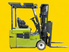 2020 CLARK TMX15 Electric Forklift. 5,000 lb capacity. Mast: 82 in lowered / 188 in raised.