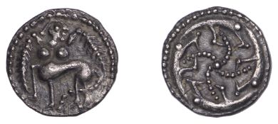 Early Anglo-Saxon Period, Sceatta, Secondary Series S, type 47, c. 710-60, Centauress...