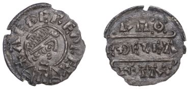 Kings of Wessex, &AElig;thelred I, Penny, Lunettes type, struck from Rochester(?) dies by the...