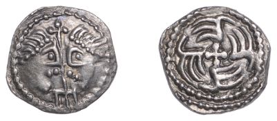 Early Anglo-Saxon Period, Sceatta, Secondary Series J [York], type 37, c. 710-60, two heads...