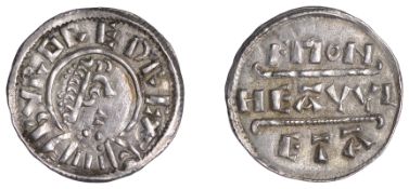Kings of Mercia, Burgred, Penny, Phase IIb [V2/D], struck by the moneyer Heawulf, draped...