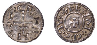 Danelaw, Cnut, Penny of Ebraice type, struck at York, patriarchal cross cnvt rex around,...