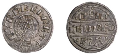 Kings of Mercia, Burgred, Penny, Phase IIb [H8/A], struck by the moneyer Cenred, draped and...
