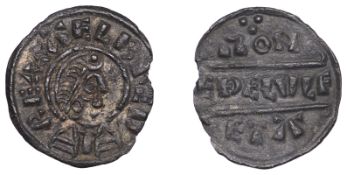 Kings of Wessex, Alfred the Great (871-899), First coinage, Penny of Lunettes type struck...