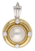 A cultured mab&eacute; pearl pendant, 2002, the central cultured mab&eacute; pearl within an 18ct go
