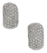 A pair of diamond earrings, the hoops pav&eacute;-set to the front with brilliant-cut diamonds,...