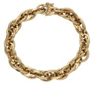 An 18ct gold bracelet by Filippini Fratelli, circa 1965, the fancy cable-link chain with...