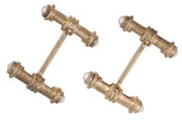 A pair of 9ct gold cufflinks by Deakin &amp; Francis, retailed by Asprey, the reeded batons...