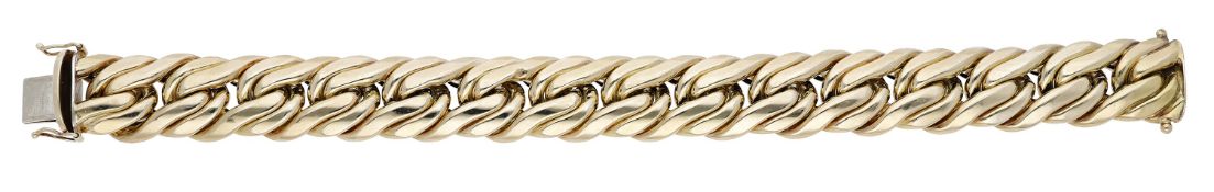A fancy curb-link bracelet, formed of doubled links with polished finish, Italian assay...